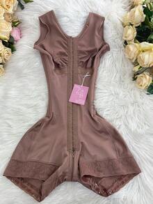 Women Strapless High Compression Shapewear Shorts Tummy Control Butt Lifter Postpartum Body Shaper - Apricot - View 2