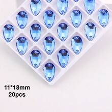 11*18mm, 20pcs/Pack, Flat Bottom Double Hole Exquisite Glass Rhinestones, Slim Teardrop Shape, For Sewing Wedding Dress, Handbag, Shoes Decoration, Jewelry Making Accessories - 11*18mm 20pcs - View 16