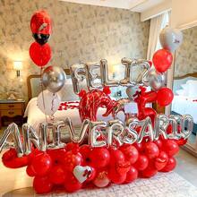 45pcs Spanish Anniversary Balloon Set, 16inch Silver "Feliz Aniversario" Letter Balloons, Heart Balloons, Suitable For Anniversary, Wedding Anniversary, Celebration, Couples - Multicolor - View 6