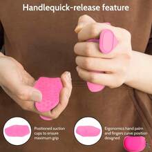 粉色握力器，粉色布套，露指防滑健身手套，男女通用举重把手，健身房橡胶哑铃把手，健身橡胶举重防滑握把 - 彩色 - 查看 6