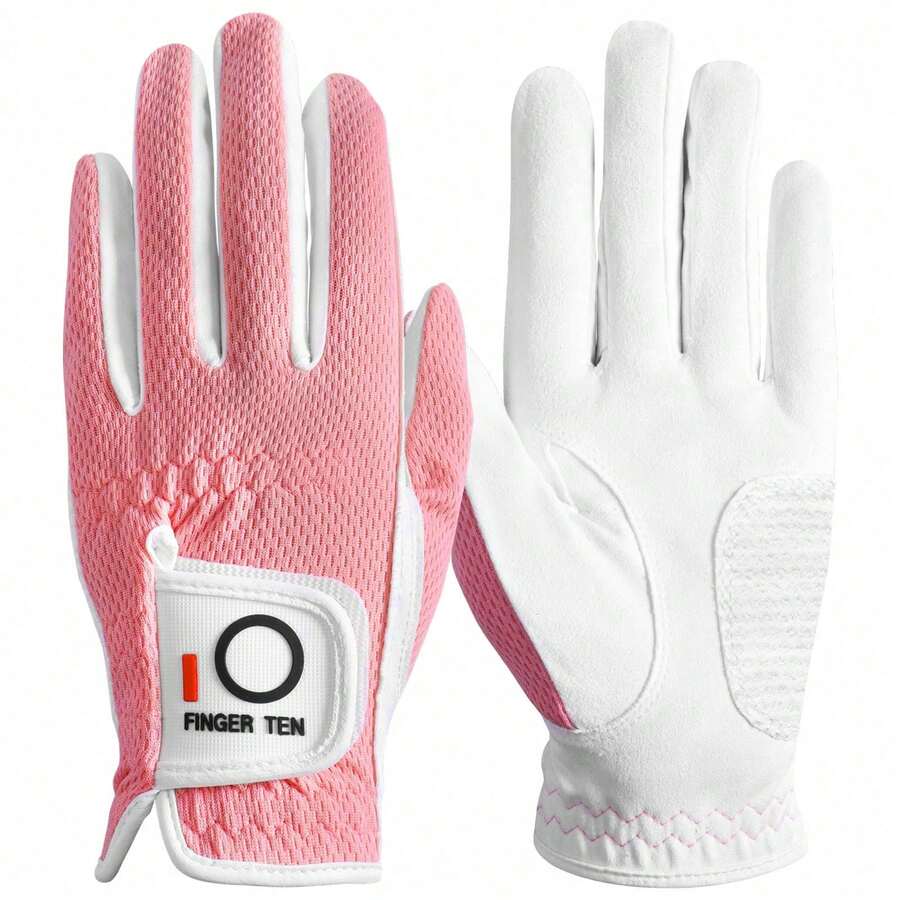 FINGER TEN 1pc Women's Golf Glove Left Hand, Breathable Mesh Material All-Weather Grip, Provides Excellent Feel And Performance, Suitable For Right-Handed Users