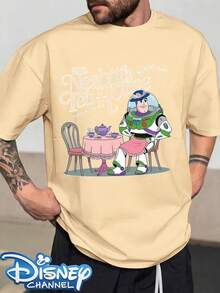 Disney Buzz Lightyear Dress-Up Lady Nesbitt Tea House Is Fun And Cute. Printed Men's T-Shirts Are Simple And Versatile In Fashion Design, And They Sell Well In Men's Twill T-Shirts With Round Neck Design+Wrapped Summer Casual Men's T-Shirts. - Apricot - View 1