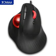 JOMAA 符合人体工学的 USB-A 有线轨迹球鼠标，6 个静音按键，1600DPI 可调有线光学鼠标，适用于 PC/笔记本电脑/台式机 - 黑色/红色轨迹球 - 查看 10
