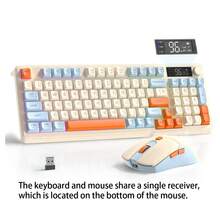 ATTACK SHARK T96 Wireless Keyboard And Mouse Set, Smart Display Knob, Bluetooth/2.4GHz Dual Mode, Rainbow LED Backlight, 94-Key Rechargeable Keyboard With Wireless Computer Mouse - Multicolor - View 10