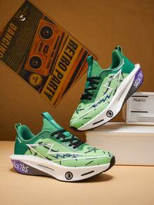 L.S.W.P Men's Athletic Shoes - Lightweight & Breathable Running Shoes, Enhanced Cushioning And Durable Rubber Outsole, Suitable For Training, Hiking And Casual Wear - All-Season Low-Top Sneakers, Streetwear Hiking Shoes, Fashionable Athletic Design, Fabric Upper. - Green - View 6