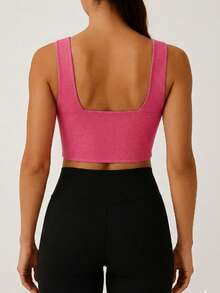 Women's Cropped Top/Blouse In Spandex With Padded Cups, Super Comfortable Neckline, Perfect For Parties, Clubs, Beach, And More. Elegant. - 粉紅玫瑰 - 查看 3