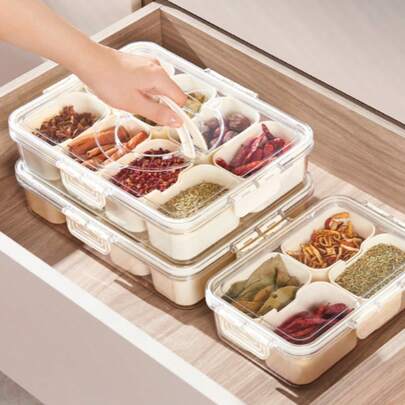 8格密封便携式保鲜盒，冰箱储物盒，适用于存放水果沙拉、冰沙食材