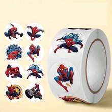 Marvel 1张蜘蛛侠卷轴贴纸，超级英雄圆形贴纸，儿童生日派对礼物，课堂奖励物品。 - 彩色 - 查看 1