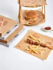 50/100/200张吸油纸，食品衬纸（15*15厘米），三明治包装纸，烘焙纸，防水防油托盘纸，面包/三明治/烧烤防油垫纸，烘焙/煎炸吸油纸，零食衬纸，英文报纸，托盘衬纸 - 彩色 - 查看 4