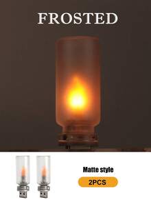 Car USB Atmosphere Light Flickering Flame LED Night Light - Frosted Transparent Glass Candle, Touch Control Mood Lighting Suitable For Car/Bedroom - A - View 14