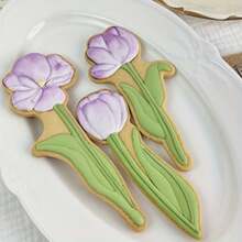 Mother's Day Tulip Flower Shape Cookie Cutter Mold Blossom Gift Biscuit Stamp Icing Cookie Fondant Cake Baking Mold DIY Kitchenware Back To School - View 1