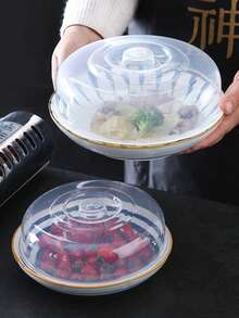 1pc Microwave- Heating Accessory, Plastic Transparent Splash-Proof Refrigerator Bowl Cover, Food Preservation Lid - Multicolor - View 8