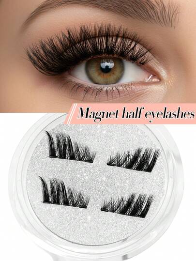 Waloshow 1 par de pestañas postizas magnéticas cortas, sin necesidad de pegamento, naturales y encantadoras con efecto de ojo de gato, pestañas postizas magnéticas reutilizables adecuadas para personas con párpados caídos, blogueras de maquillaje, regalo para mujeres