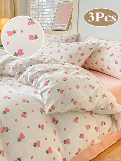 3pcs Duvet Cover Set - 1 Duvet Cover + 2 Pillow Shams (No Filling), Bedding Set, Fashionable Floral Pattern, Soft & Comfortable, Suitable For Dorm, Home Bedroom, Hotel, All Seasons, With Zipper Closure And Pillow Covers, Multiple Colors, Extra Large Size