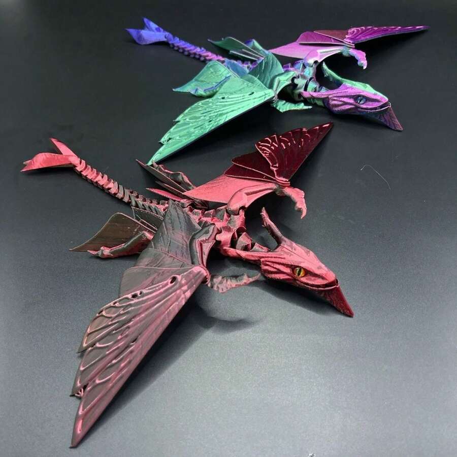 3D Printed Movable Joint Dragon Figurine, Creative Ornament Gift Craft Collectible - Multicolor - View 1