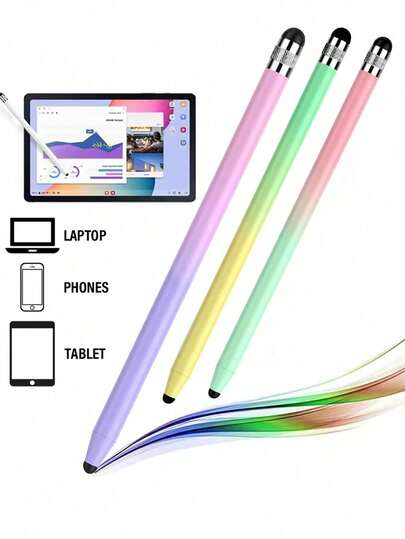 1pc Universal Alloy Dual-Tip Capacitive Stylus Pen, Compatible With Smartphones, Tablets