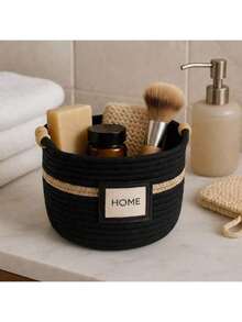 Made In Turkey - Knitted Organizer Basket – 22 X 24 Cm – Soft & Durable Storage Solution - Black - View 4