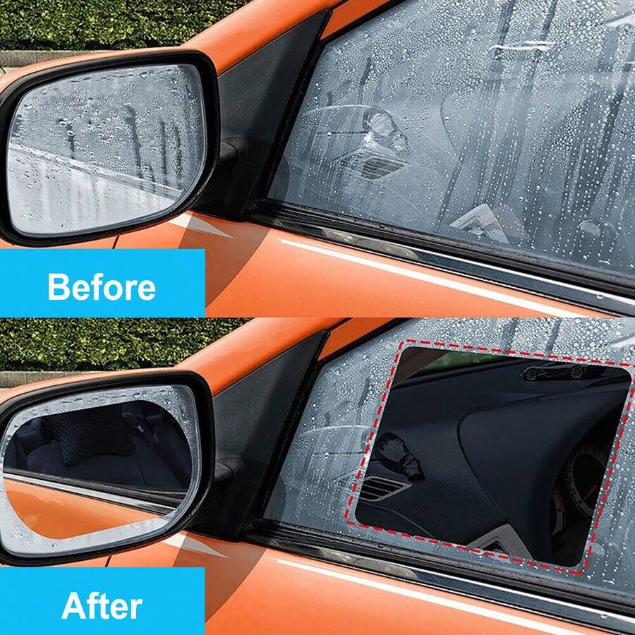4pcs/Set Car Rearview Mirror & Side Window Anti-Fog Anti-Rain Film - Waterproof PET Transparent Protective Film, Anti-Rain Anti-Glare, Easy Installation, Suitable For Most Cars