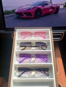 4 pares de gafas de moda sin marco rectangular para mujer - Multicolor - Ver 9