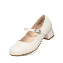 Girls Dress Shoes Mary Jane Low Heels Flower Wedding Party Pump Prom Footwear For Little/Big Kids - 杏色 - 查看 2