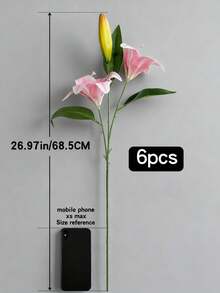 1支/2支/3支/5支（白色/粉色）37厘米/14.57英寸人造百合花，长茎人造星辰百合，盛开的百合和虎百合花束，适用于家居酒店花艺布置、派对装饰、房间装饰 - 彩色 - 查看 25