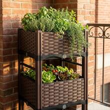 Multifunctional Elevated Flowerpot, Upgraded Version With Drainage System And Elevated Type Gardening Vegetable Pot, Suitable For Growing Vegetables, Herbs And Flowers. Made Of Durable Plastic Material, Suitable For Rectangular Flowerbed Combinations On Patios, Gardens, Balconies, And Can Be Freely Combined For Creative Christmas Flowerpots. Rectangular Garden Bed Set, Suitable For Indoor And Outdoor Use. - 3 Grid - 查看 8