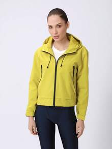 Women's Outdoor Jacket, Lightweight Solid Color Long Sleeve Zipper Pocket Jacket, Thin Casual Windbreaker For Outdoor Sports, Running, Cycling, Camping, Hiking, Daily Wear - Yellow - View 3