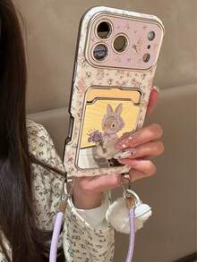 卡通紫色兔子手捧鲜花镜面手机壳，适用于 17 Pro Max、Apple 17 Pro、大窗口、16 英寸个性化款、15 英寸创意款、14 英寸少女款、13 英寸新款、16 Pro Max、16 Pro - 紫色 - 查看 4