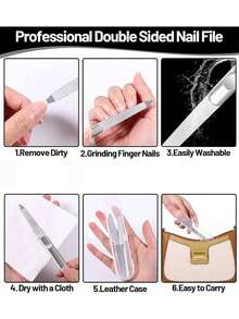 5pcs/ 2pcs/ 1pc Stainless Steel Nail File, Double-Sided Metal Nail File. Natural Nails. Hand Care. Foot Care. Nail Art Tools, Nail Trimming Tools. - Silver - View 4