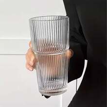 1/2/4件套条纹玻璃杯，带盖和玻璃吸管 | 厚实耐用，可重复使用，可用洗碗机清洗，适用于冰咖啡、冰沙、鸡尾酒、果汁，居家、办公、旅行皆宜 - 無色 - 查看 5