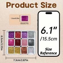 12色全息金粉，适用于激光雕刻、水彩画，可用于绘画、书法、水彩、花束包装、染色及其他艺术用途。是制作节日贺卡和专业艺术应用的理想之选。 - 套裝 - 查看 3