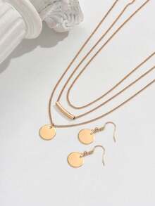 3pcs Fashionable Minimalist Elegant Creative Personalized Versatile Daily Wear Necklace Set - Yellow Gold - View 2