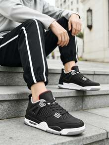 New Unisex Athletic And Casual Shoes. Stylish Design With Multiple Color Options, Comfortable Mid-Top, Perfect For Everyday Wear, Gym Workouts, Casual Activities, Or As A Gift For Holidays And Birthdays. - 黑色 - 查看 1
