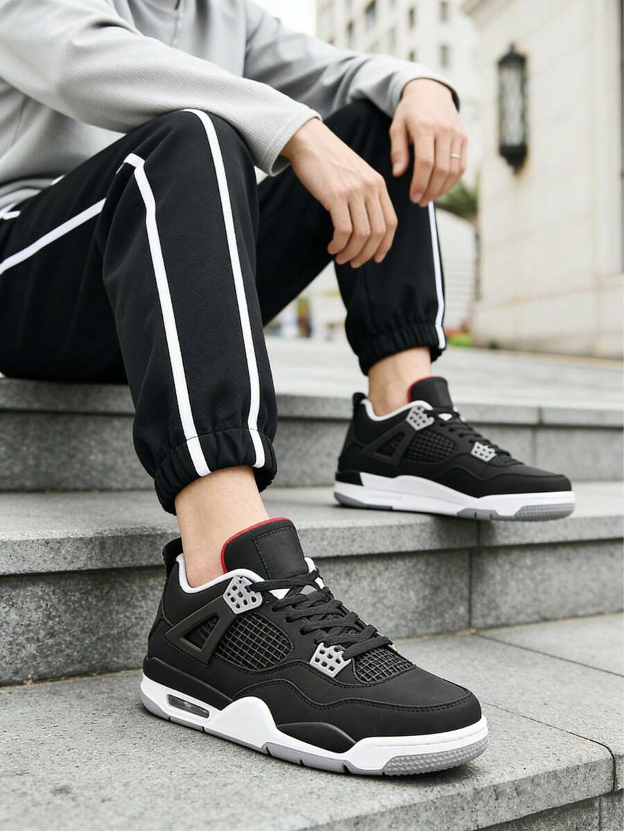 New Unisex Athletic And Casual Shoes. Stylish Design With Multiple Color Options, Comfortable Mid-Top, Perfect For Everyday Wear, Gym Workouts, Casual Activities, Or As A Gift For Holidays And Birthdays. - 黑色 - 查看 1