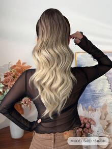 18 Inch Ombre Brown Wavy Heat-Resistant Synthetic Fiber Ponytail Hair Extension, Suitable For Women's Party And Daily Use - Rust Brown - View 3