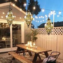1/2/4 PCS Hanging Solar Lantern Outdoor Decor, Vintage Hanging Solar Lights Outdoor Garden Lantern, Waterproof Moroccan Lights, Metal LED Lanterns Garden For Garden, Yard, Patio, Lawn, Porch, Housewarming - 玫瑰金 - 查看 8