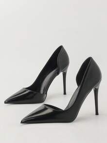 Giày cao gót mũi nhọn, kiểu dáng thanh mảnh, ôm sát, siêu cao gót, hở gót, thiết kế thời trang châu Âu và Mỹ, giày cao gót nữ sang trọng, giày nữ thanh lịch, giày cao gót mũi kín, giày cao gót xỏ chân. - màu đen - Xem 1