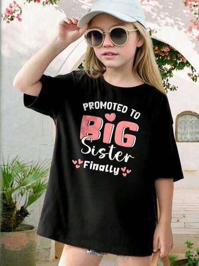 Big Sister Promoted T-Shirt Cute Sibling Announcement Tee For Girls Kids Perfect Pregnancy Reveal Gift Soft Cotton Short Sleeve Top For Children [Sibling Shirt Big Sister Shirt Pregnancy Announcement Baby Shower Gift Kids T-Shirt] Size 4Y-13Y, S-XXXL, Kids Clothes Boys, Kids Girls Clothing, Men Clothes, Tops For Women, Gift Idea For Anime Lovers, Unisex Graphic Casual T Shirt For St. Patrick's Day And Father's Day, Mother's Day, For Men And Women Game Day Family Couple Outfit, Can Be Matched With Parent-Child Outfits