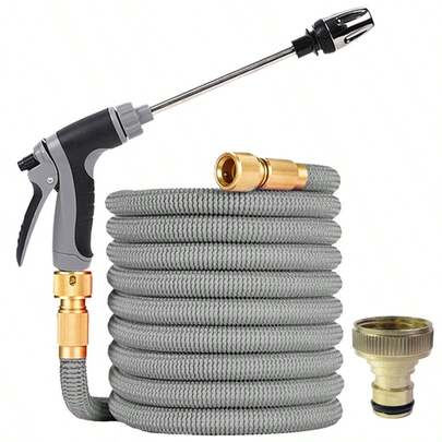 High Pressure Car Wash Water Gun Set, Expandable Coiled Hose - Durable Rubber, Multi-Function Connector, Ergonomic Design For Outdoor Home Cleaning And Car Washing, Multi-Purpose Garden Kit, Car Wash Accessories, Sturdy Construction
