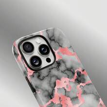 Marble Texture Fashion Phone Case - Compatible With IPhone 7/16/15/14/13/12/11 - Red and White - View 3