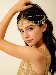 Phụ kiện cài tóc cô dâu sang trọng, phụ kiện tóc cưới phong cách Bohemian thời thượng, băng đô vàng, đồ dùng học sinh, trang sức cho bé gái - Cánh hoa - Xem 3