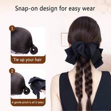 Ponytail Hair Clip, Faux Hair French Messy Bowknot Double Braid Long Ponytail Wig For Women - Multicolor - View 4