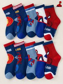 Marvel 1/5/10双装漫威蜘蛛侠儿童袜子，超级英雄图案，透气柔软，男女童均适用，适合日常穿着/派对礼物/复活节/春季/夏季 - 彩色 - 查看 12