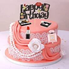 5pcs Makeup Themed Cake Decorations - 3D Resin Cosmetic Cake Toppers, Lipstick, Paper Cup Cake Decor, Perfume Bottle Cake Decorations, Suitable For Bridal Shower, Makeup Salon, Spa Theme Party - 5pcs - View 7
