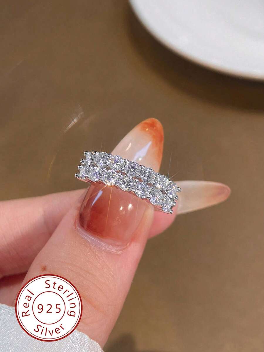 1 chiếc nhẫn đính hôn Moissanite, nhẫn bạc S925, nhẫn vĩnh cửu, nhẫn kỷ niệm, quà tặng trang sức cao cấp dành cho phụ nữ