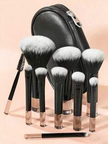 10pcs/Set Black Travel Portable Eye Shadow Makeup Brush Set - Black - View 2