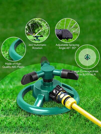 1pc 360 Degree Automatic Rotating Sprinkler Head, Garden Irrigation 3-Prong Sprinkler, Drip Irrigation Device, Balcony Succulent Sprinkler, Shower Head, Random Color
