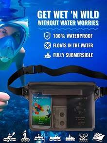 Seka Paul PVC Waterproof Waist Bag, Summer Waterproof Phone Storage Pouch, Back To School Essential, Suitable For Swimming, Water Park, Beach, Summer Vacation Must-Have, Travel Essentials, Vacation Essentials - Multicolor - View 5