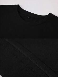 2026新款男士街头涂鸦黑猫喷绘T恤，宽松短袖上衣，夏季服装 - 黑色 - 查看 6