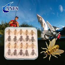 20 piezas de señuelos de pesca con mosca de PVC - Cebos blandos con anzuelos para agua dulce y salada, con patrón realista de mosca abeja - Multicolor - Ver 2